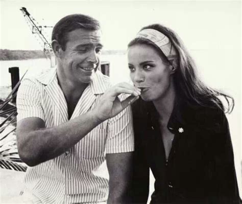 Claudine Auger And Sean Connery On Set 1965 James Bond Movies James