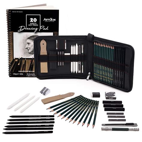 buy drawing kit artibox 35 pcs pencils drawing sketching set art drawing supplies includes