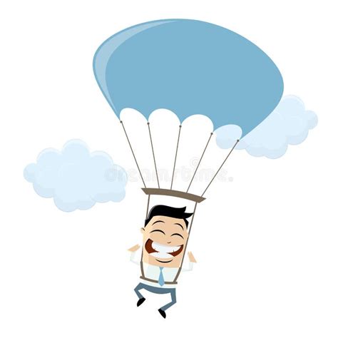 Funny Businessman With Parachute Stock Vector Illustration Of Falling
