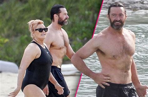 Happy Anniversary Shirtless Hugh Jackman Wife Heat Up The Beach On Their Big Day