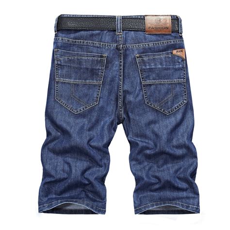 Icpans 2019 Summer Men Shorts Cotton Denim Knee Length Straight Solid Mid Waist Regular Cargo