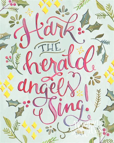 Hark The Herald Angels Sing Christmas Hymn Hand Lettered Etsy Hymn