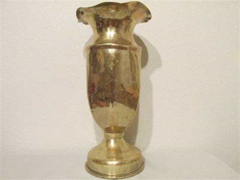 Ww Ii Trench Art Brass 105mm Mortar Shell Vase 1945