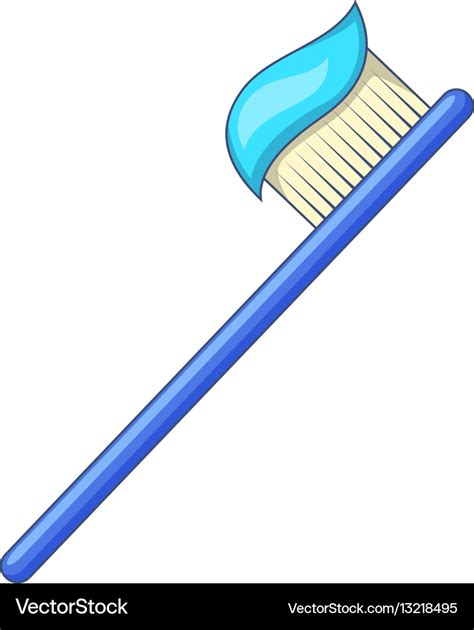 Toothbrush With Toothpaste Icon Cartoon Style Vector Image