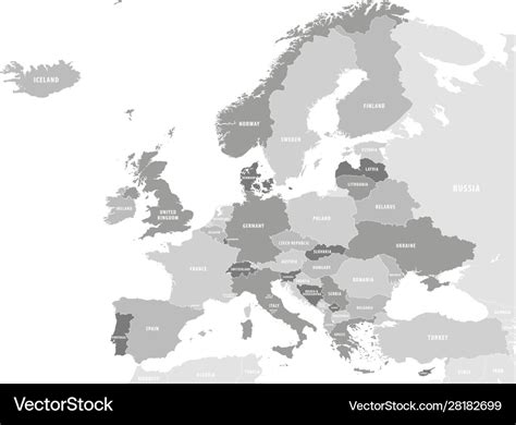 Map Europe Grey High Detail Royalty Free Vector Image