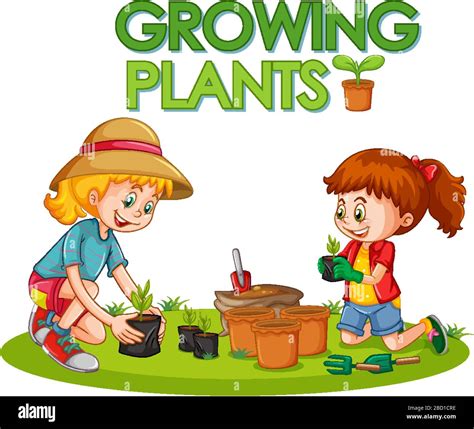 Poster Design For Growing Plants With Two Girls In The Garden