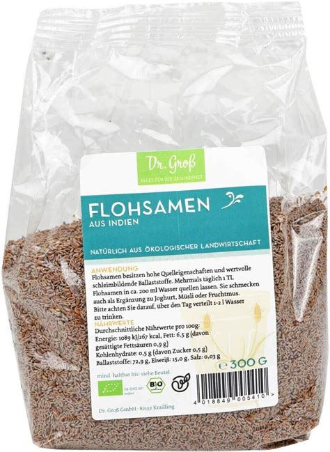 Dr Groß Flohsamen Bio 300g ab 5 54 Preisvergleich bei idealo de