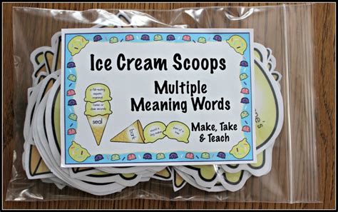 Multiple Meaning Words Ice Cream Scoops Make Take And Teach