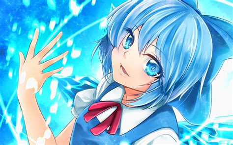 Download Wallpapers Cirno 4k Girl With Blue Hair Touhou Characters