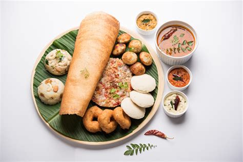 Group Of South Indian Food Like Masala Dosa Uttapam Idliidly Wadavada