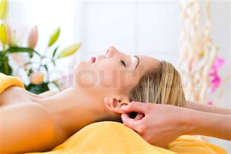 Wellness Woman Getting Head Massage In Spa Stock Image Colourbox