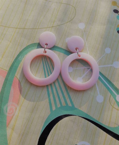 Candy Pink Hoop Earrings Rockabilly Earrings 50s 60s Etsy Uk