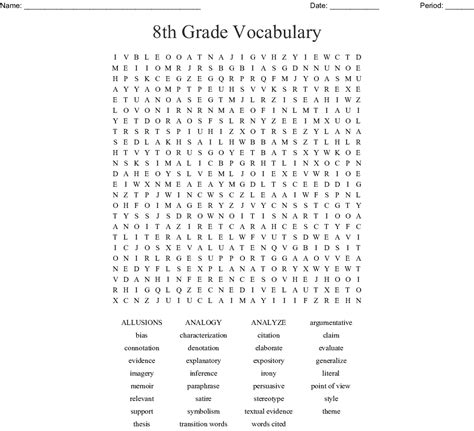 8th Grade Vocabulary Word Search Wordmint 8th Grade Math Word Search