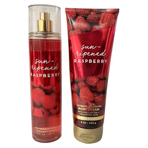 Bath And Body Works Sun Ripened Raspberry Fragrance Mist And Body Cream Set