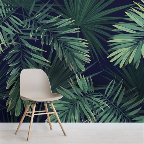 Green Tropical Plant Wallpaper Mural Hovia In 2022 Plant Wallpaper