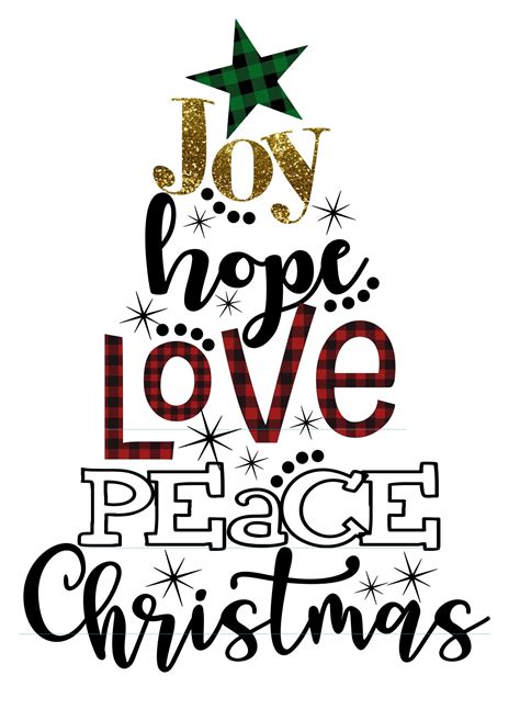Joy Hope Love Peace Christmas Buffalo Plaid Svg Instant Etsy