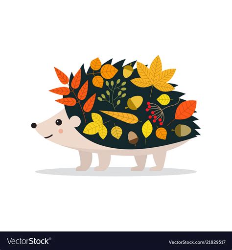 Hello Autumn Cute Hedgehog And Leaves Royalty Free Vector