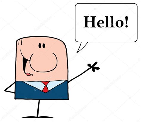 Caucasian Businessman Saying Hello ⬇ Stock Photo Image By © Hittoon