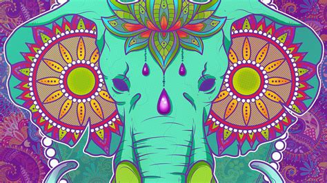 Download wallpaper 1920x1080 elephant, patterns, colorful ...