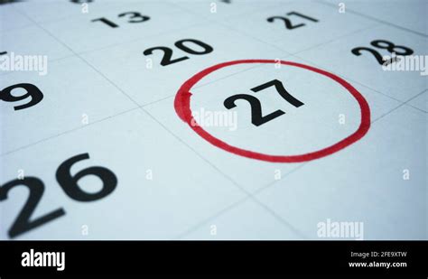 Planning Month Schedule Date Of Month On Calendar Circled By Red