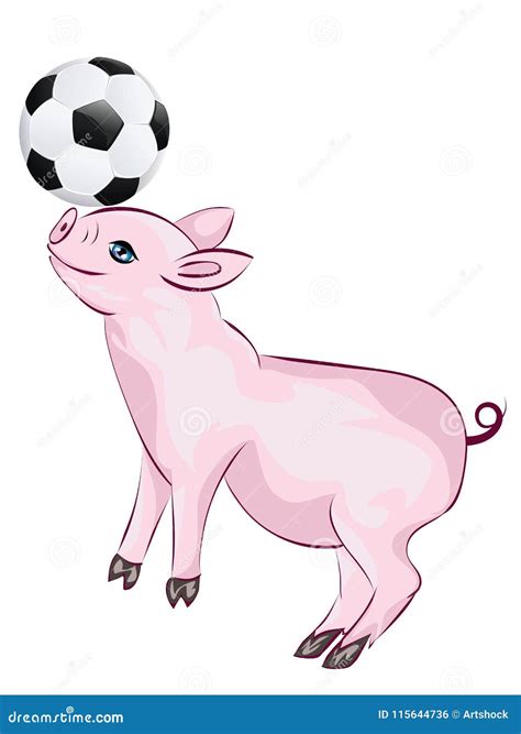 Piglet Plays Football Stock Vector Illustration Of Symbol 115644736