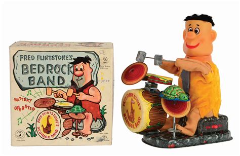 Lot Detail Alps Battery Operated Fred Flintstone Bedrock Band Toy