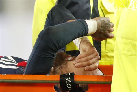 neymar in tears after being taken off on stretcher with suspected broken ankle