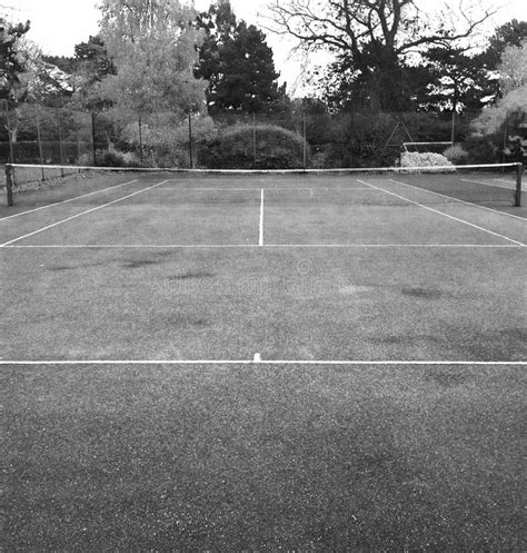Tennis Court In Black And White Stock Image Image Of Court Stamina