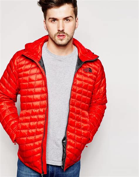 The North Face Thermoball Jacket With Hood In Red For Men