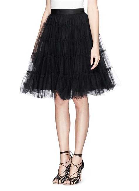 Lyst Alice Olivia Darcy Tiered Tulle Skirt In Black