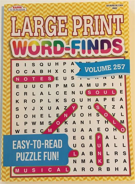 Kappa Word Finds Large Print Word Search Puzzle Book