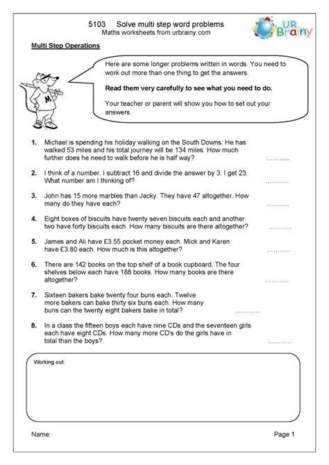 Multi Step Addition And Subtraction Word Problems Worksheets