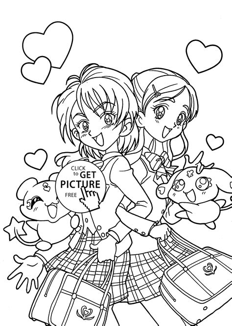 Funny Pretty Cure Anime Coloring Pages For Kids Printable Free