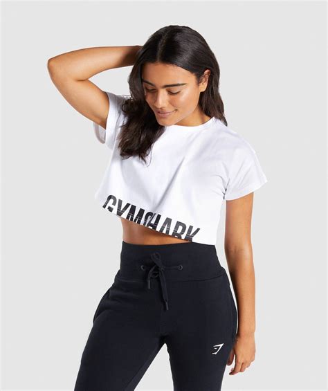 Gymshark Fraction Crop Top Whiteblack T Shirt Crop Top Athletic