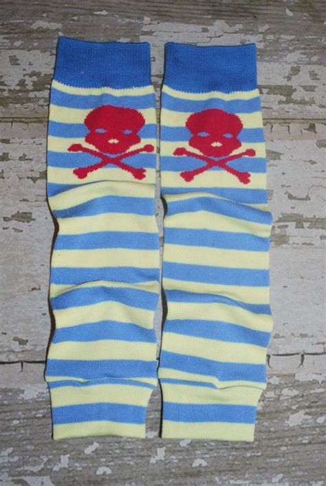 Yellow And Blue Skull Leg Warmers Baby Toddler Girls Hot Pink Skull