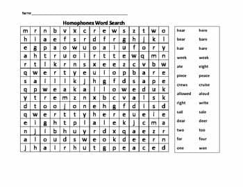 Homophone Word Search | Reading/Spelling/Writing | Grade ...