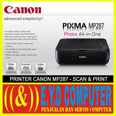 Printer Canon Pixma Mp287 All In One Cenon Scan Print Photo Warna