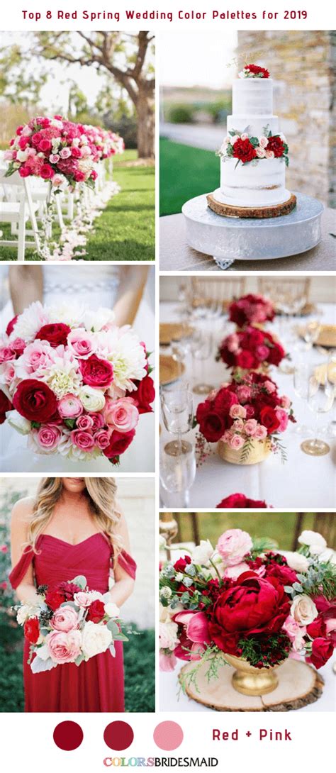 Spring colors for a wedding. Top 8 Red Spring Wedding Color Palettes for 2019 | Spring ...