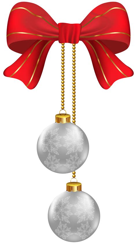 Hanging Christmas Silver Ornaments Png Clipart Image Christmas