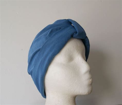 Vintage Blue Turban Etsy Vintage Bad Hair Turban