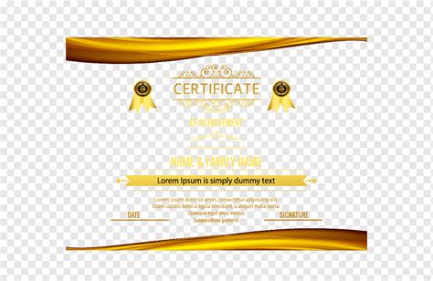 Certificate Of Achievement Yellow Brand Font Gold Border Certificate