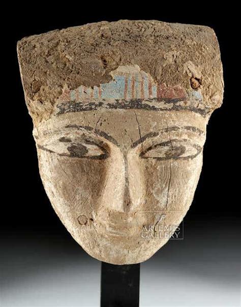 Egyptian Ptolemaic Painted Gesso Wood Mummy Mask
