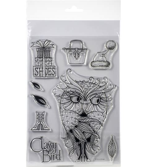 Pink Ink Designs A5 Clear Stamp Set Classy Bird Joann