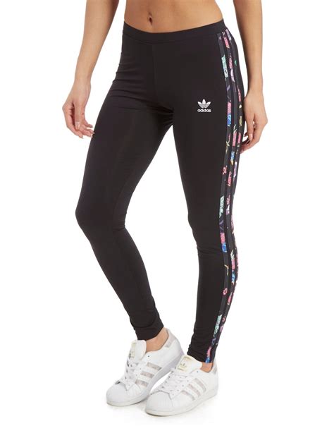 Adidas Originals Synthetic 3 Stripes Floral Infill Leggings In Black Lyst