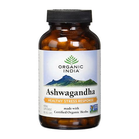 Organic India Ashwagandha Herbal Supplement Capsules 180 Ea