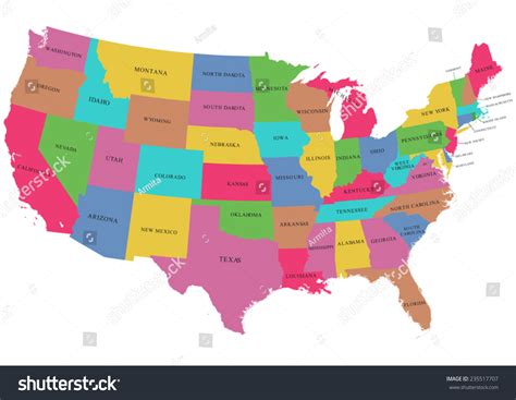 Colorful Usa Map States Stock Vector 235517707 Shutterstock