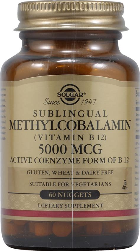 Solgar Methylcobalamin Sublingual Vitamin B12 5000 Mcg 60 Nuggets