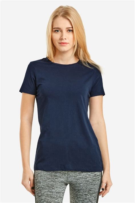 24 Pieces Ladies Classic Fit Crew Neck T Shirt In Navy Womens T