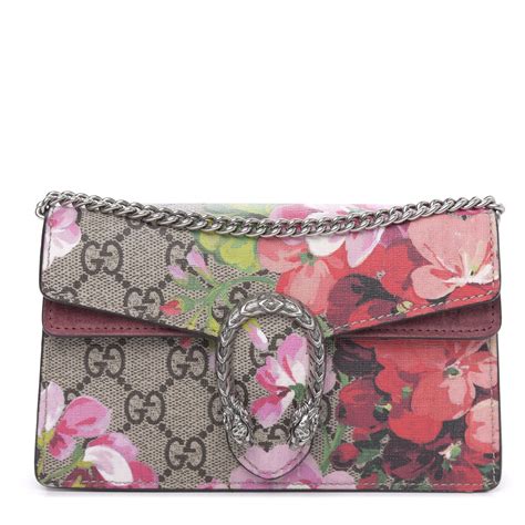 Gucci Gg Supreme Monogram Blooms Super Mini Dionysus Bag Antique Rose