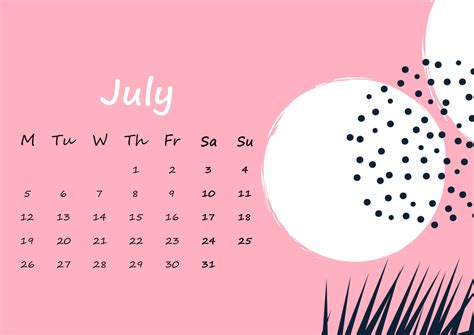 Floral Printable Calendar For July 2021 Free Printable Calendar